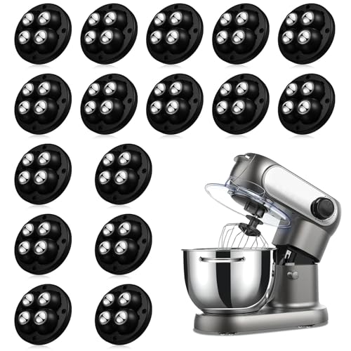 TRVL FIELDER Self Adhesive Caster Wheels, Appliance Slider Appliance Rollers for Kitchen Countertop, 360° Mini Universal Casters Counter Small Slider Roller for Coffee Maker, Air Fryer (Black, 16 PCS)