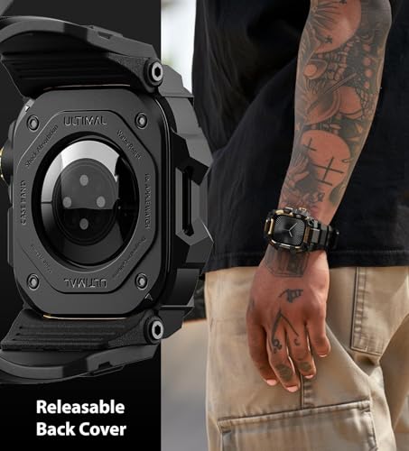Image of ULTIMAL Rugged Case with Band for Apple Watch 46mm,Compatible with Apple Watch Series 11 /10, Military Grade Shockproof Bumper Cover for iWatch Tactical Band Men (46mm,Gold)
