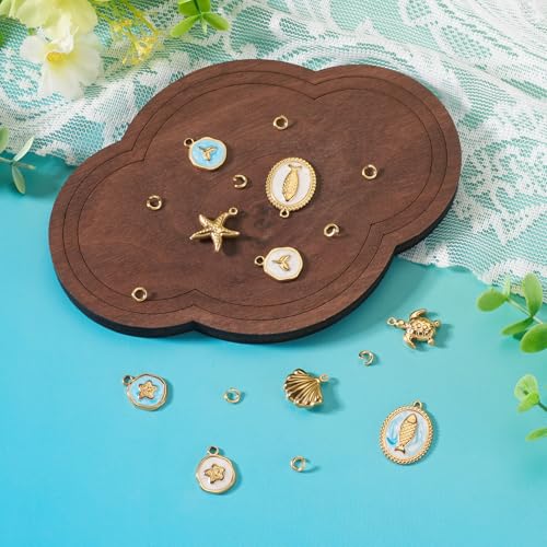 Image of Craftdady Golden Enamel Ocean Animals Pendants Stainless Steel Summer Sea Charms with Jump Ring for Jewelry Making Crafting Necklaces Bracelets Earrings Keychains