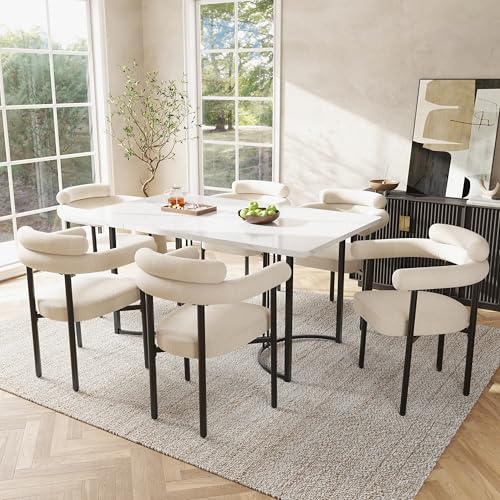 Hmdpoo Juego de 2 Sillas de Comedor, Modernas, Tela de Ante Beige, Asiento Ancho, Ergonómicas, 70x62x84cm, para Comedor y Sala de Estar