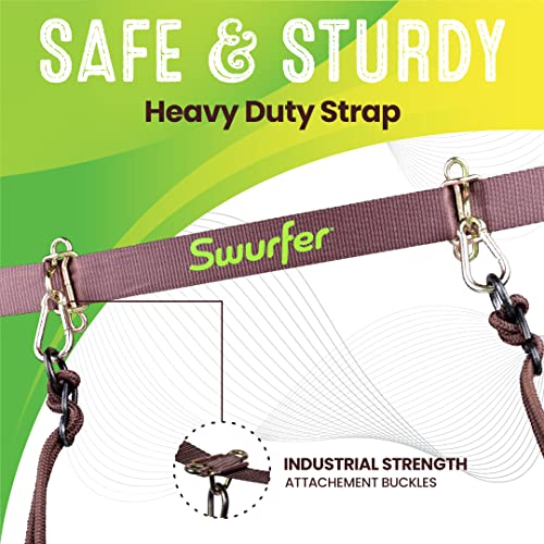 Image of Swurfer Skyline Tree Swing Hanging Kit -Heavy Duty,Weather Resistant,Hang Multiple Swings,Span Up to 40 Feet,Includes 4 Adjustable Locking Anchors & Carabiners,Easy Installation(Pack of 4)