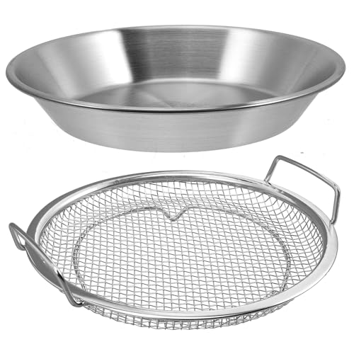 BIUDECO Platos para Escurrir Aceite de Acero Inoxidable con Doble Capa y Filtro Plato para Snacks y Frutas Utensilio de Cocina Práctico para Hogar y Restaurante