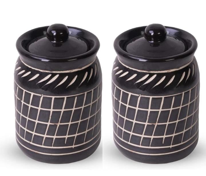 The Mug factory Shree Balaji Ceramic Black Pickle Jar - 1 Kg Capacity, Elegant Design For Home & Kitchen (Black Jar Square) Pack Of 2 (B0D117LBNY) Amazon Price History, Amazon Price Tracker