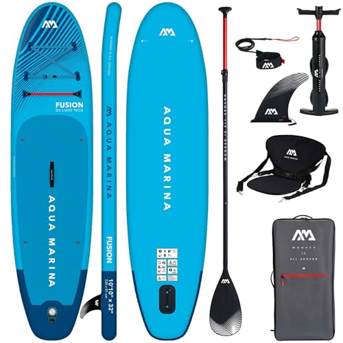 CampSup Aqua Marina Fusion 1010 Aufblasbares SUP Board Allround für Anfänger mit Kajaksitz Stand Up Paddle Board Komplettset Limited Edition Blau