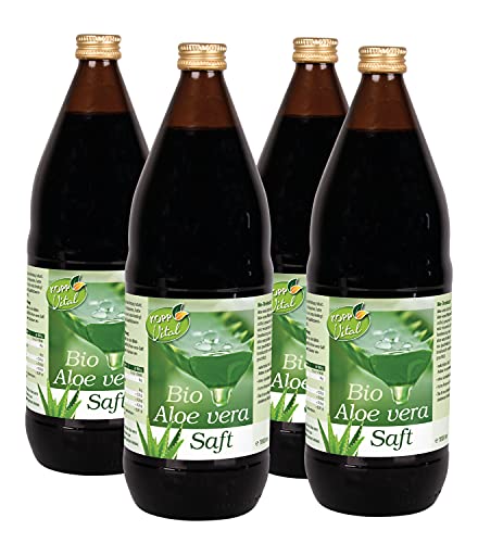 KOPP Vital® Bio-Aloe-Vera-Saft | Karton mit 4 x 1 Liter | 100% Direktsaft | Bio-Qualität | Naturtrüber Frischpflanzensaft | Hohe Aloverose-Gehalt