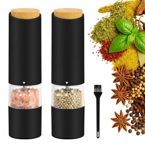 Focenat 2 Pièces Moulin à Poivre Électrique,Poivrier electrique,Salieres et poivrieres electrique,Grossièreté Réglable,Opération à Une Main,Moulin à...