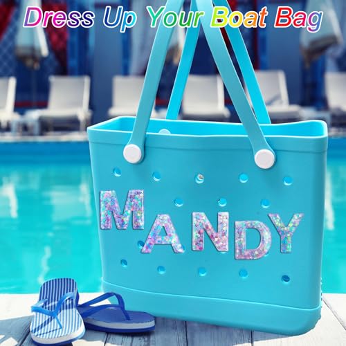 Letter Charms for Bogg Bag, Alphabet Purple Love Sequin Lettering Accessories Charms for Bogg and Simply Southern Bag, Insert Decorative Letters Charm for Handbag Beach Tote Bag.4