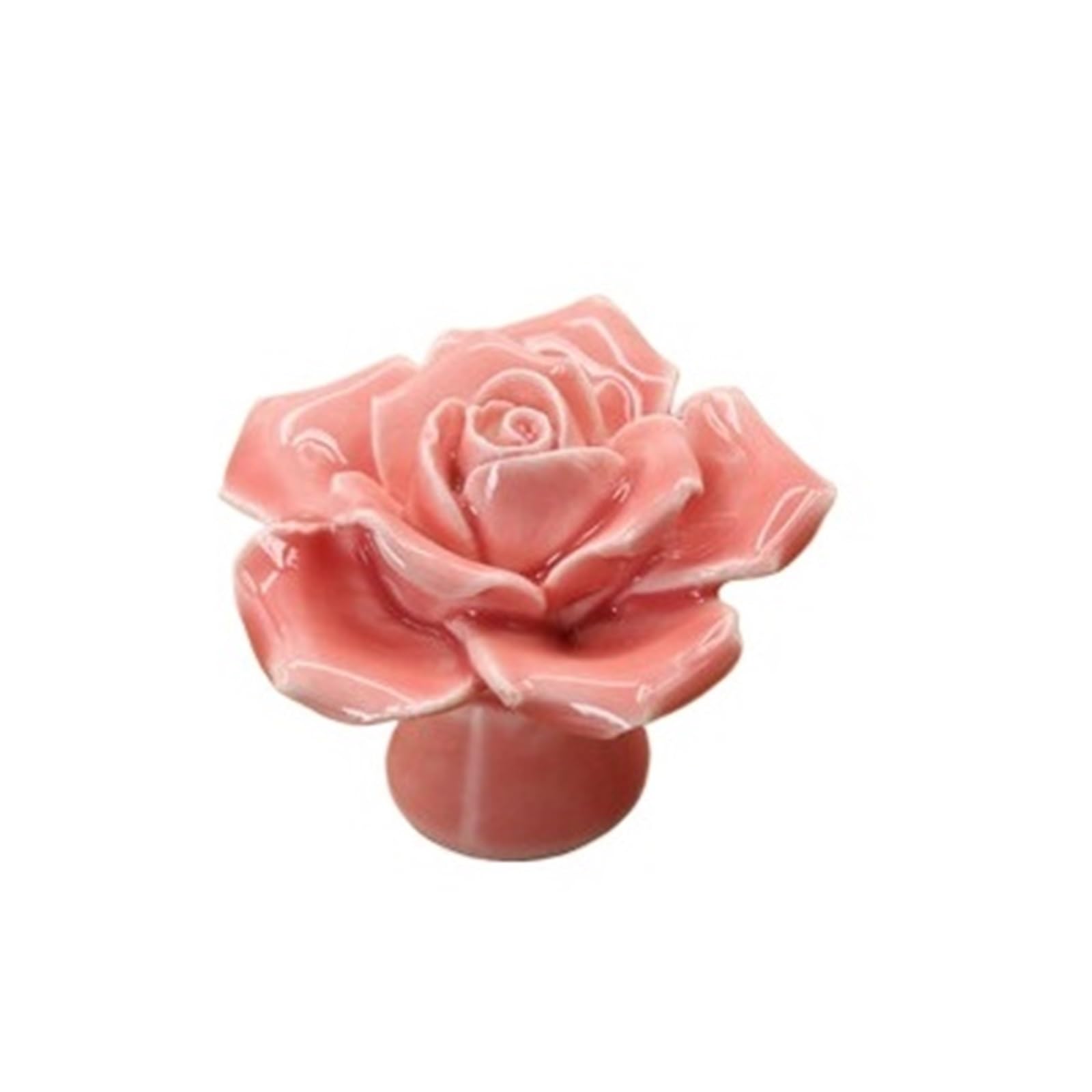 Zyayng Pink 6Pcs Ceramic Flower Rose Drawer Knobs Handles 41Mm Diameter 34Mm Height Fashion Furniture Handles Hardware For Door(Pink)