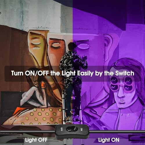 3 Pack 150W LED Black Lights, Blacklight Flood Light Outdoor with Plug and Switch, IP66 Waterproof for Dance Party, Glow in The Dark, Halloween Lights, Body Paint, Fluorescent Poster - Image 6