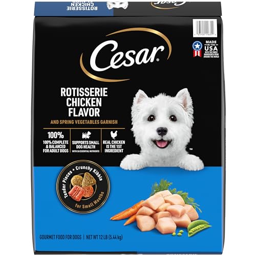 CESAR Small Breed Dry Dog Food Rotisserie Chicken Flavor and Spring Vegetables Garnish, 12 lb. Bag