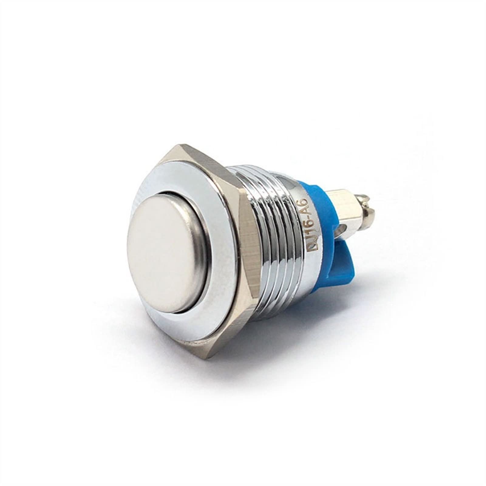 JFQOWCMP Micro Switch 16mm 19mm Brass Nickel Plated Ball Domed Actuator Metal Push Button Switch 1NO Momentary 2 Screw pins 3A250VAC(16mm Flat Head)