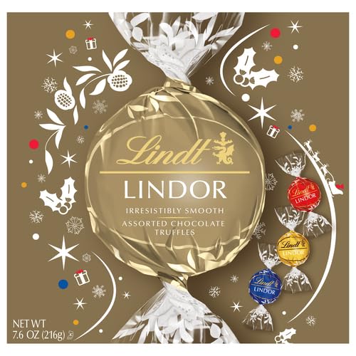 Image of Lindt LINDOR Assorted Chocolate Candy Truffles Modern Gift Box,Assorted Chocolate Candy with Smooth,Melting Truffle Center,7.6 oz.,(Pack of 2)