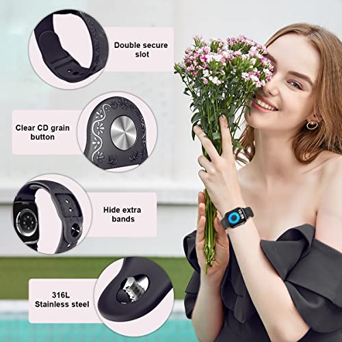 Women Floral Band Compatible With Apple Watch Flower Bands 38Mm 40Mm 41Mm 42Mm 44Mm 45Mm 49Mm,Datimira Fashion Lace Engraved Tpu Strap Replacement For Iwatch Ultra Se Series 8 7 6 5 4 3 2 1,Blackberry #TOP3