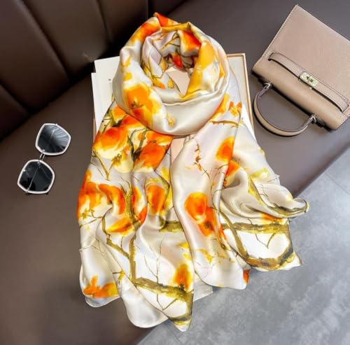 Image of MALINA Women's Polyester Silk Satin Stole Scarf - Soft Lightweight Fashion Wrap, Elegant Floral & Gradient Design, summer stole,Scarf For Women,Premium Stole,Large Size 180x90 cm'