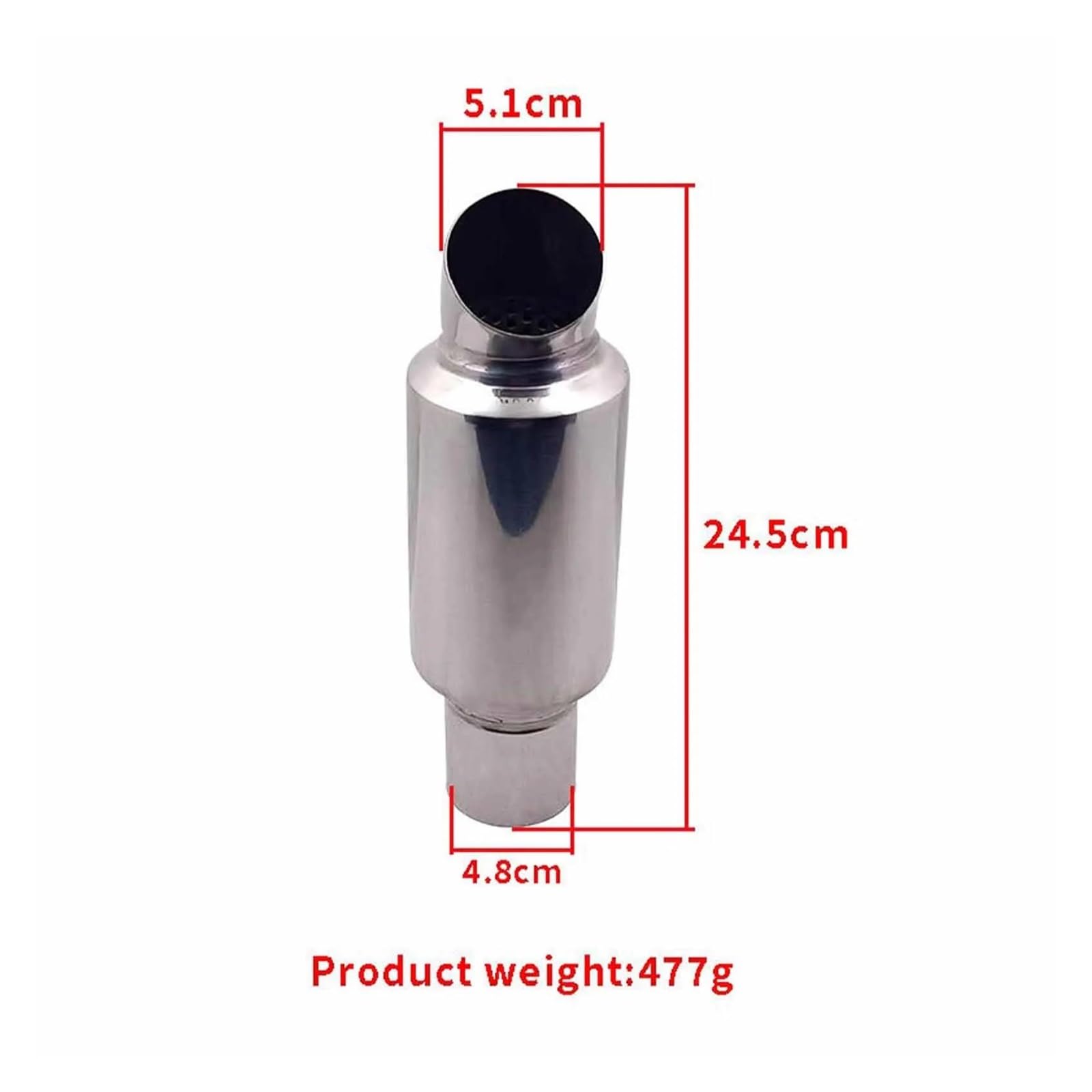 Genérico Silenciador Escape Silenciador Escape Universal para Coche 63 Mm 2,48 Pulgadas Punta Plateada Tubo Acero Inoxidable Garganta Trasera Recta Tubo Escape Coche Coche