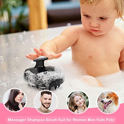 Urtheone 2 Pack Hair Scalp Massager Shampoo Brush,Scalp Scrubber With Soft Silicone Bristles For Hair Growth And Dandruff Removal (Black&Pink) #TOP5