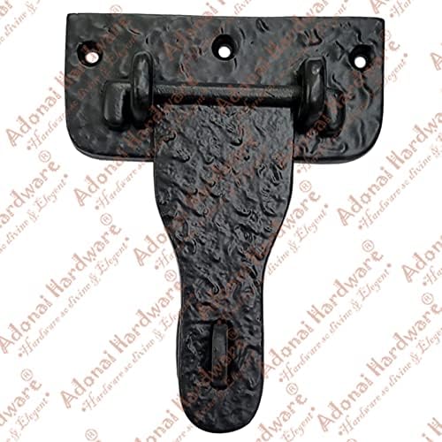 Adonai Hardware 5 Inch "Pekod" Antique Cast Iron Hasp and Staple for Chest/Trunks - Matte Black Powder Coated