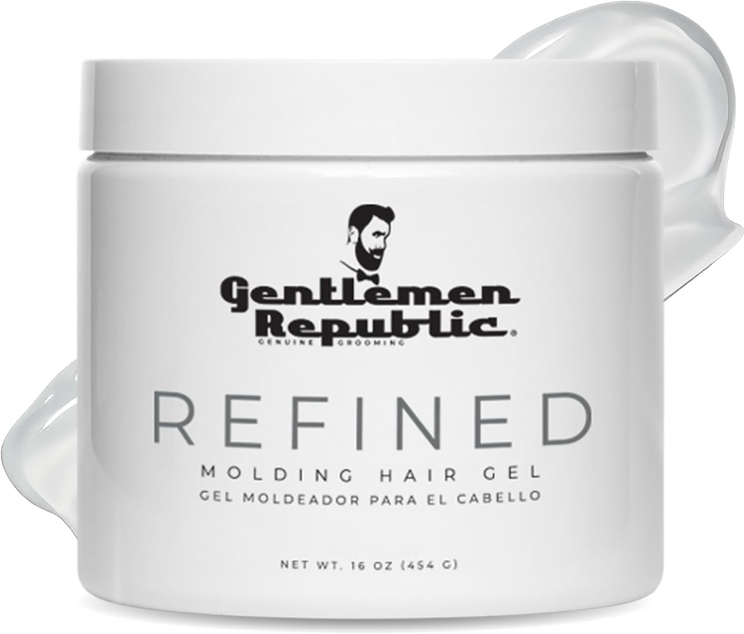 16oz Refined Hair Gel for Men - Premium Men's Hair Styling Product, 24 Hour High Hold & Shine. No Beeswax, Alcohol, or Parabens, Humidity Resistant