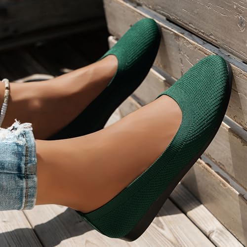 Women’s Ballet Shoes Round Toe Knit Slip On Ballerina Walking Dress Shoes for Women Comfortable Low Top Breathable Crochet Knit Mesh Round Toe Lightweight Casual Low Wedge Heel Shoe2