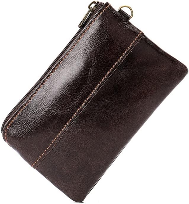 Men's And Women's Purses Coin Purse Retro Cowhide Zipper Card Bag Credit Coin Bag(D)