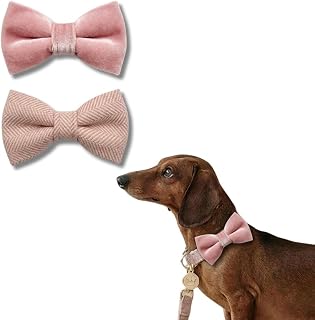 2er-Set Hundefliege aus Tweed und Samt für Hundehalsband