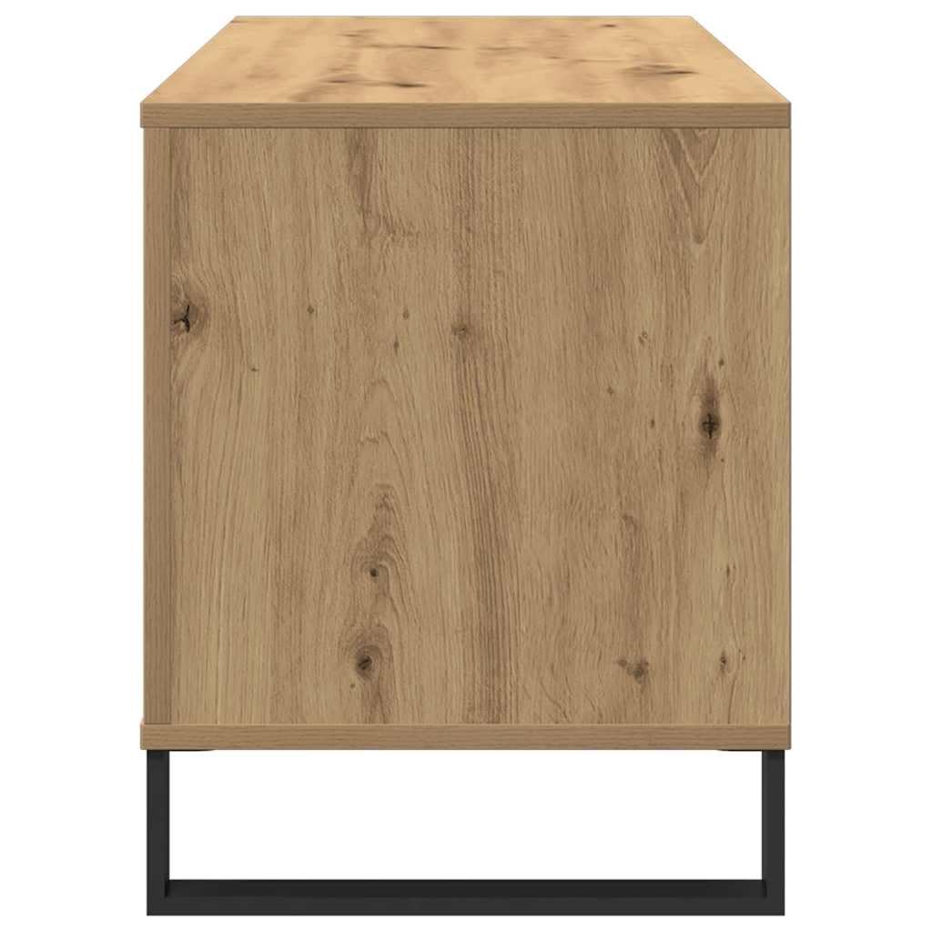 Armadietto per dischi in rovere Artisan, 100 x 38 x 48 cm | Armadio multimediale retrò per soggiorno realizzato in legno resistente con 6 scomparti aperti per LP.