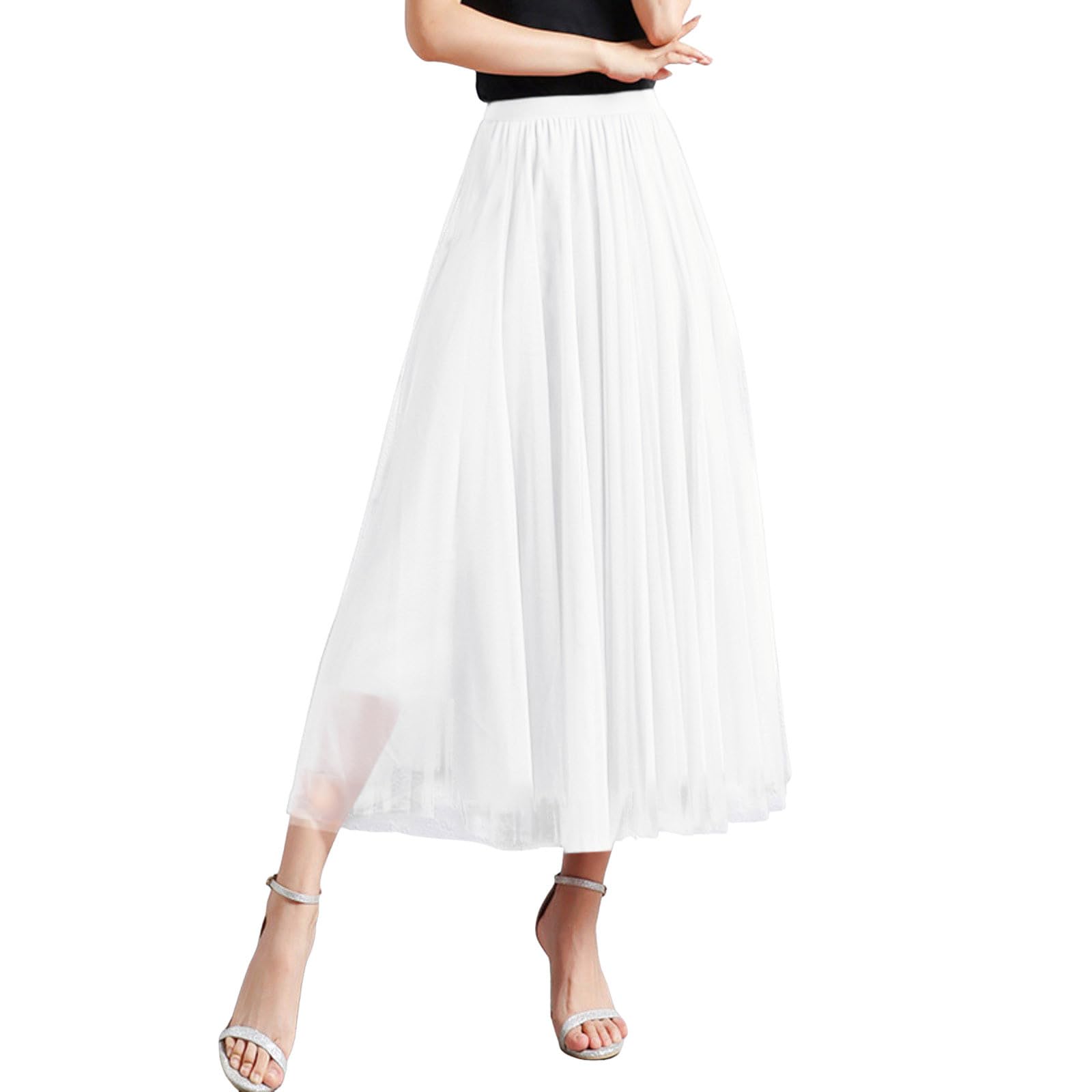 Cokbyavla LED Light Up Tutu Adult Teen Skirt,Shiny Metallic Skirt Adult Ballet Black Belly Dancer Top 50S Skirt Light Pink Skirt Tulle Corset Dress(19White,S)