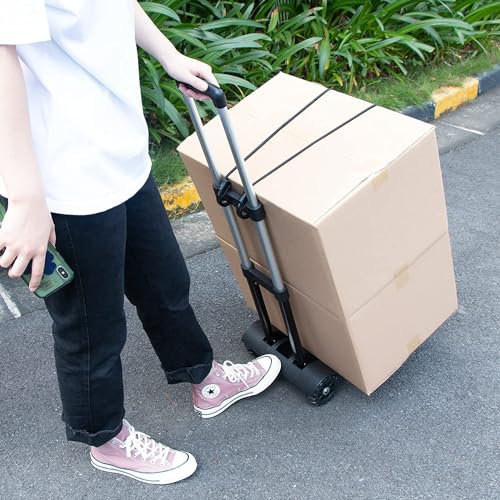Image of Folding Stainless Steel 4-Wheel Stair Climbing Shopping Cart Trolley, Silver, 66 lbs Capacity, 13x11x26 cm