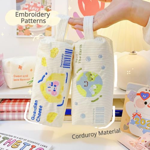 Image of Cute Pencase PenPouch Cosmetics Storage Bag Large Capacity Kawaii Cartoon Flower Bunny Aesthetic Estuche para Lapices (Cheese Bunny)