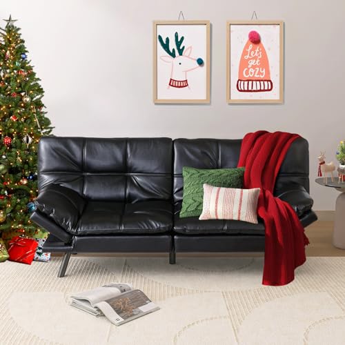 Consejos para Comprar Sala Piel del mes. 42 Hcore Sofá Cama de Espuma viscoelástica, sofá Convertible futón, Color Negro Claro