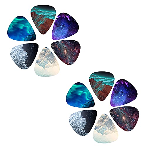 Guitar Picks - Czzmy 12 Medium Gauge Celluloid Guitar Picks In a Box W/Picks Holder. Unique Guitar Gift For Bass, Electric & Acoustic Guitars (12-Natural Image) - Image 2