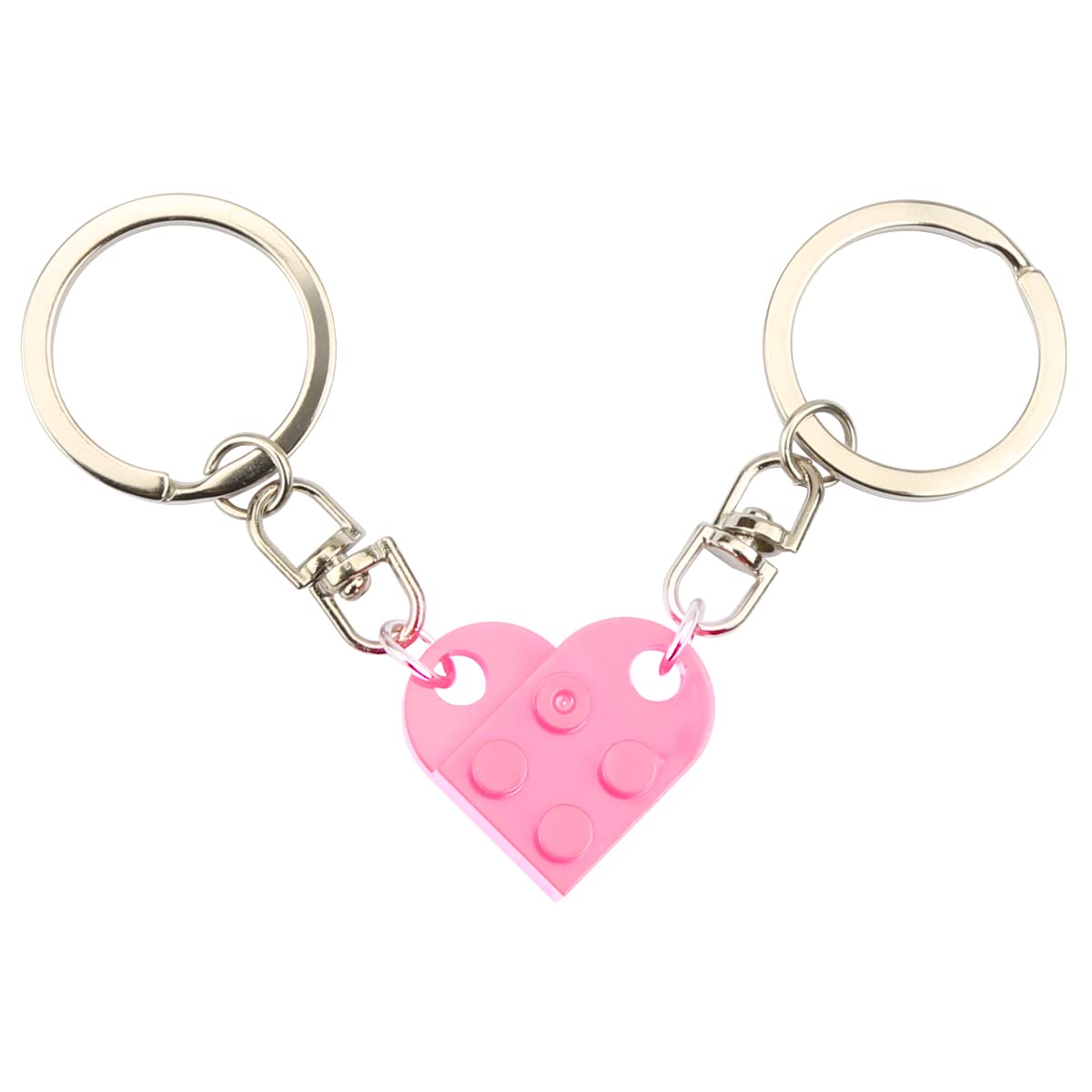 Jagowa Pink Matching Brick Keychain Heart Key Ring Set For Couples Friendship Valentine's Day Gifts For Girlfriend Boyfriend (Pink)