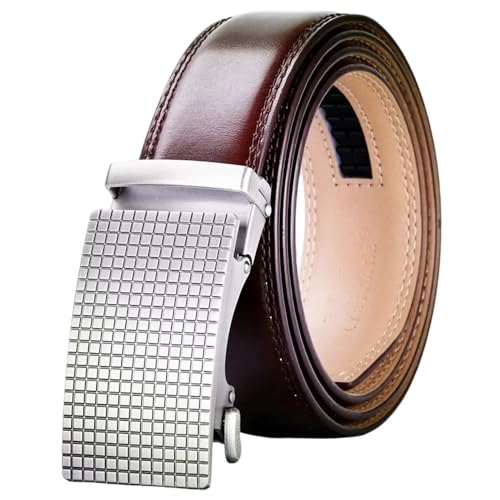 Men's Double-Sided Genuine Leather Belt, Automatic Buckle Casual Belt K231s15 115CM