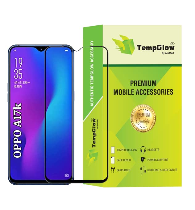 Image of Screen Protector for Oppo A17K (Black) Tempered Glass Edge-to-Edge 6D Screen Guard With Installation Kit