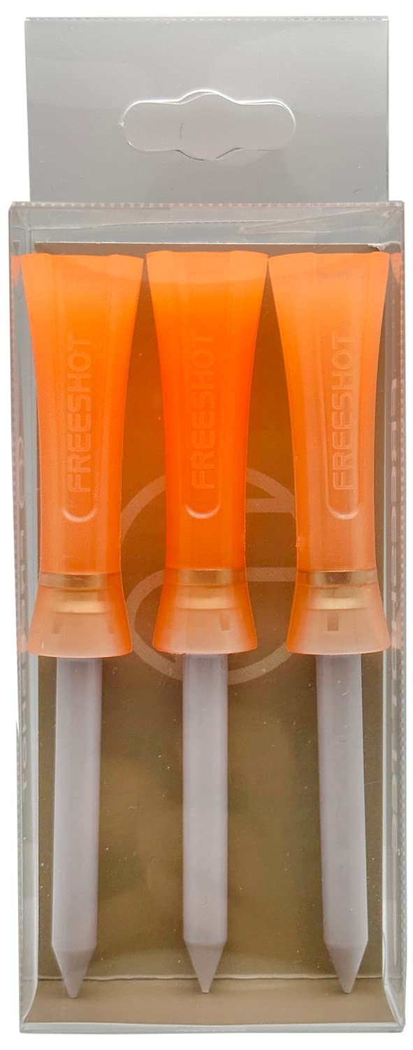 FREESHOT 3.15 inch Long Golf Tees Pack of 3, Durable and Unbreakable, Golf Accessory, Golf Lover, Golf Gift, Orange Color
