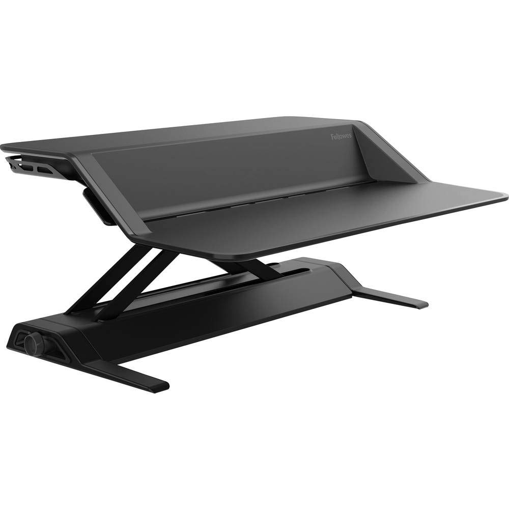 Fellowes Sitz-Steh Desktop Aufsatz Lotus - REGT zu mehr Bewegung bei der Schreibtischarbeit an, mit 22 Höheneinstellungen und Kabelmanagement, ergonomisch, schwarz, 1 Stück