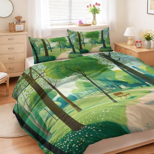 Housse de couette 160 x 200 microfibre douce avec fermeture éclair imprimé nature - 4