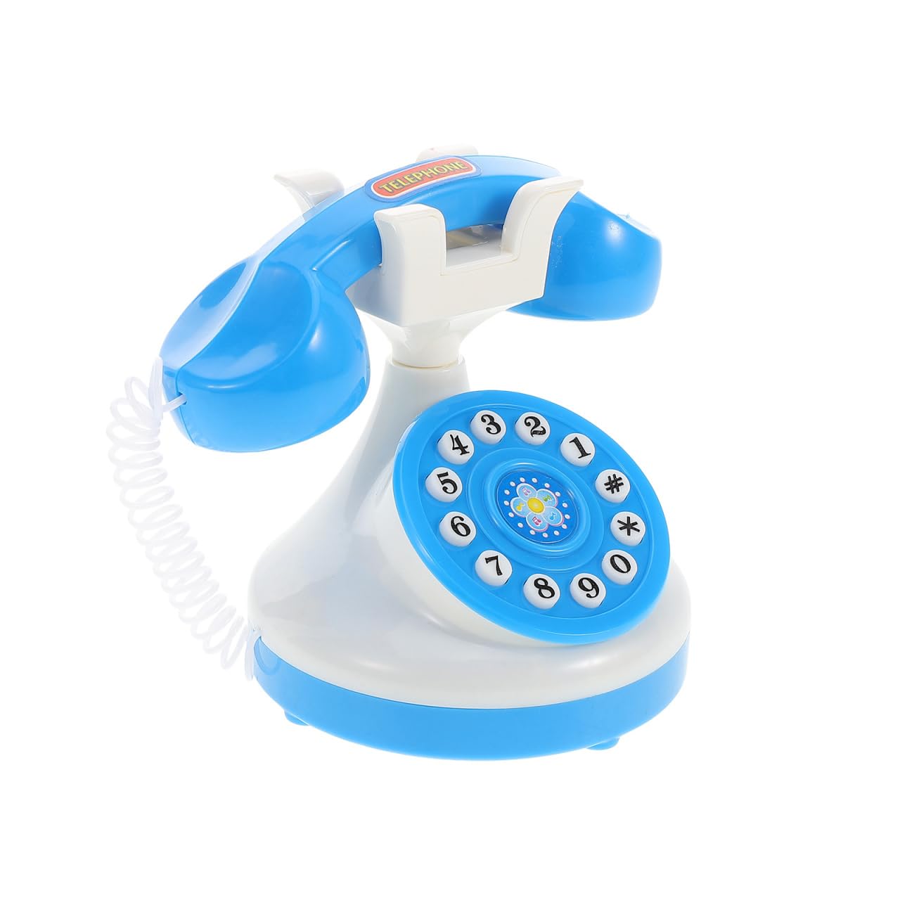 UPKOCH Retro Phone Toy - Classical Pretend Play Telephone with Interactive Dial for Kids 3+ | Blue Plastic Role Play Prop for Preschool Learning & Travel (4.13in)