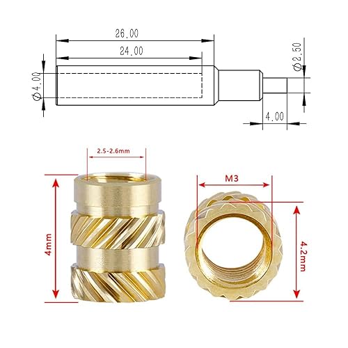 Miniatura 2 de DAMO - Juego de puntas de inserción para M3 con 100 insertos M3. Accesorios de impresión 3D. Compatible con Weller SP40NUSHakko FX-888D900M y T18,