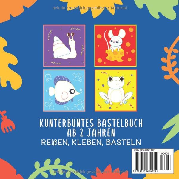 Basteln ab 2 Jahre: Reißen, Kleben, Basteln - Mein kunterbuntes Bastelbuch - Bunte Bastelvorlagen mit passenden farbigen… – Bild 3