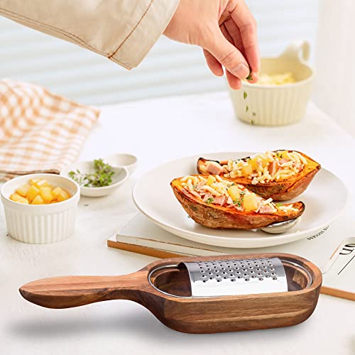 Wooden Cheese Grater With Handle,Rustic Brown Cheese Shredder With Storage Space,Handheld Kitchen Graters For Cheese Lemon Chocolate #TOP4