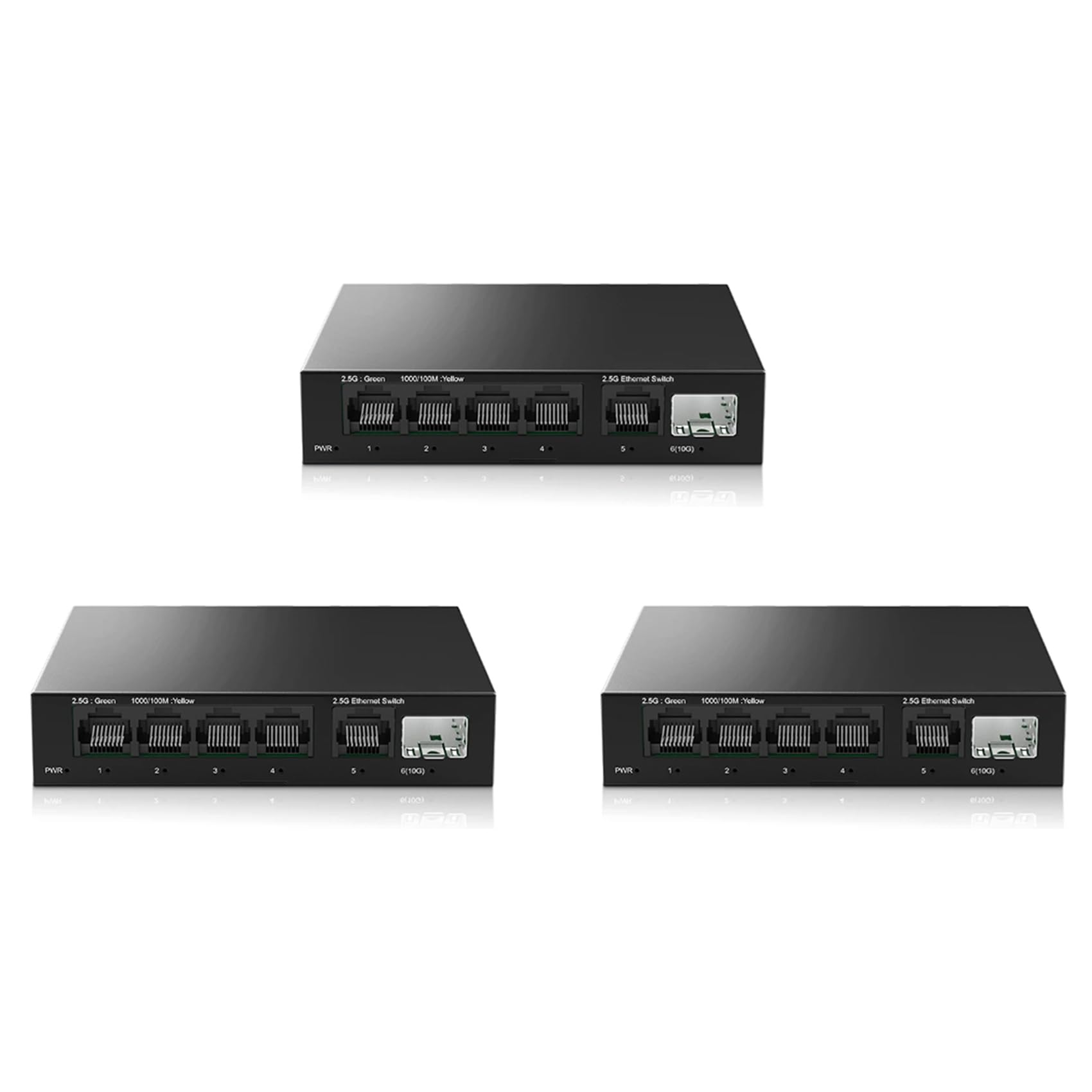 3X Switch 2,5G Commutateur Réseau 5 Ports 2500 Mbps avec 10G SFP+ Auto/MDIX Brancher et Utiliser Commutateur Ethernet Non Géré Prise UE