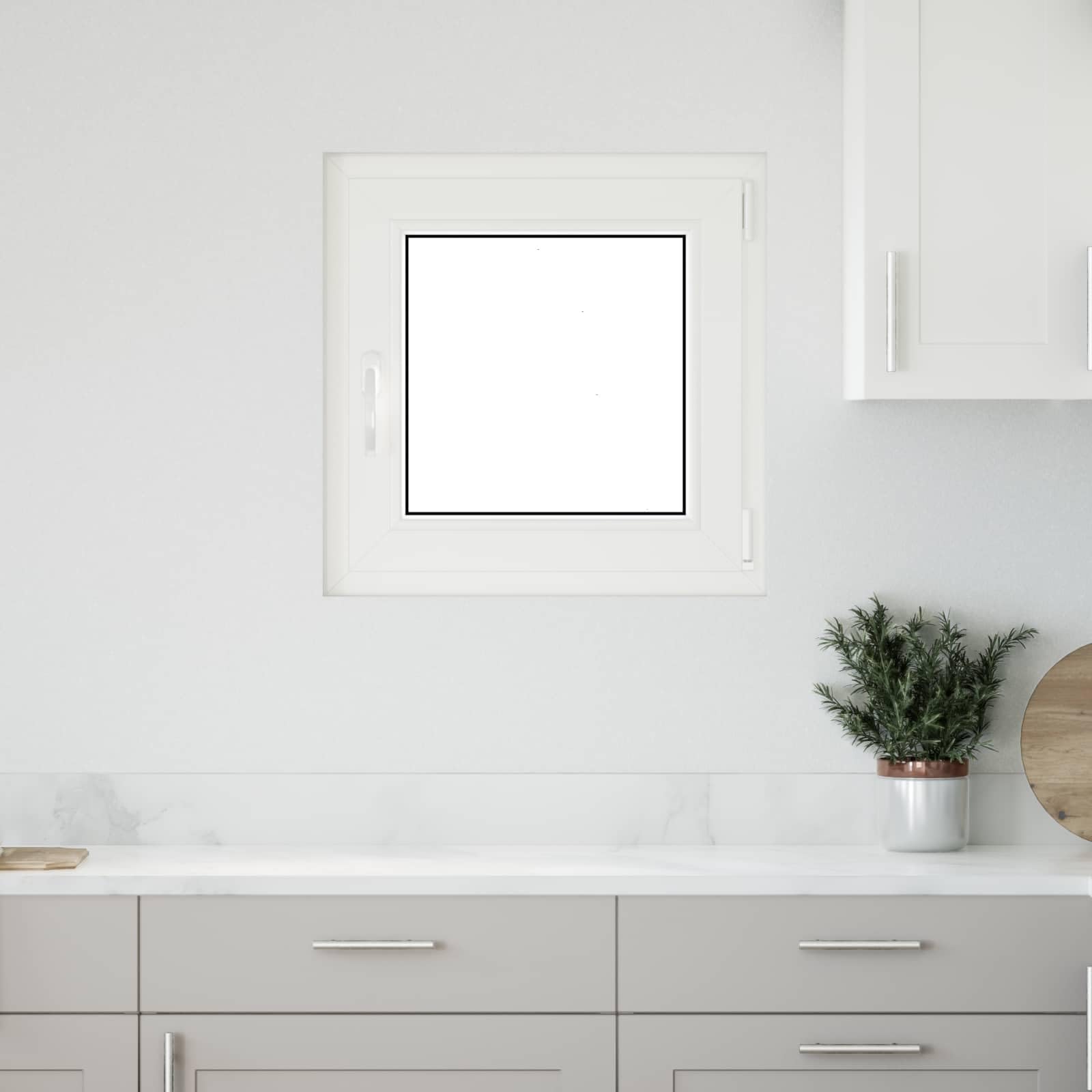 vidaXL Ventana de sótano RISOR 50 x 50 cm PVC y Vidrio Blanco, Sótano, Aislante Térmico Moderno y Duradero para Ventanas Eficientes, Accesorios de Vidrio PVC Aislantes