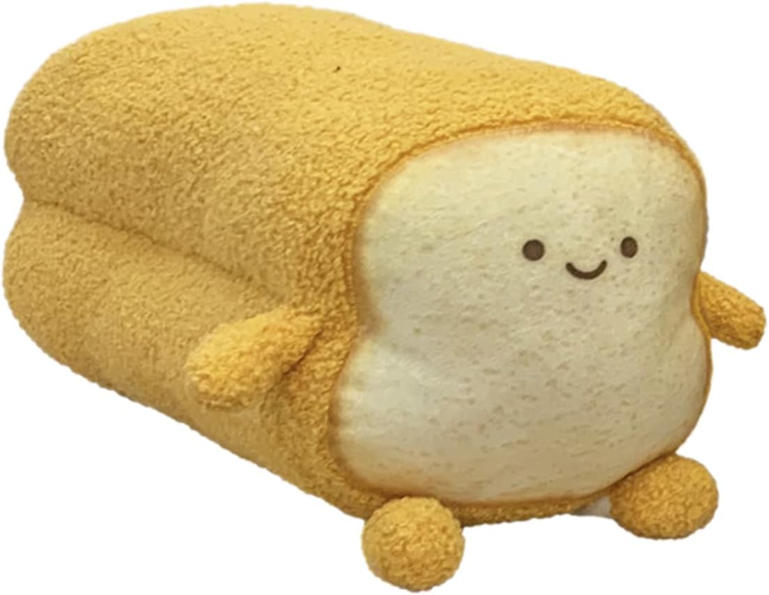DENTRUN Toast Plush Pillow, Stuffed Bread Shape, Soft Food Plushie for Kids & Adults, 15"