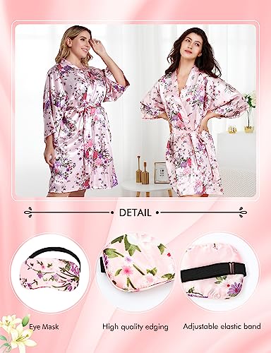 EPLAZA Women Floral Satin Robe Bridal Dressing Gown Wedding Bride Bridesmaid Kimono Sleepwear 5