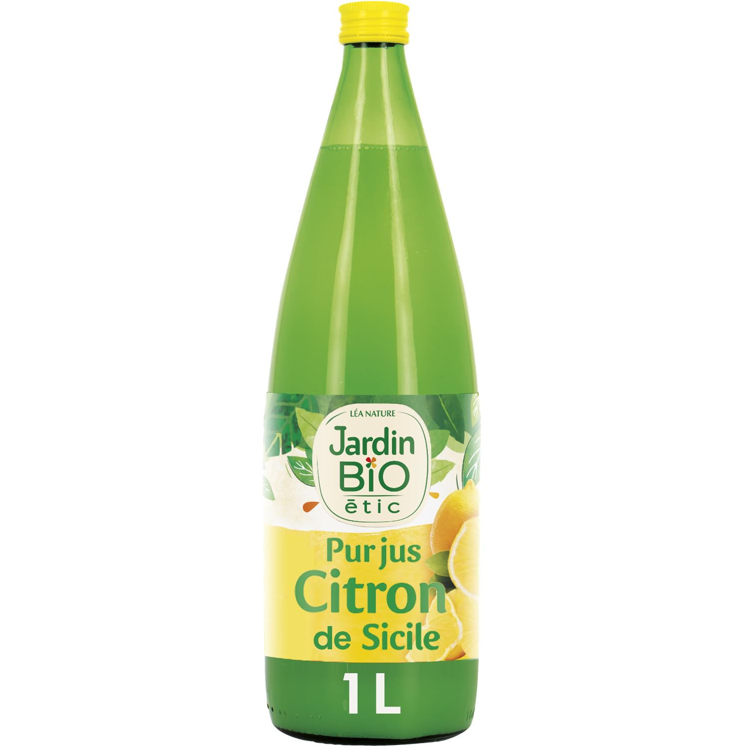 JARDIN BIO ETIC - Jus de citron bio pur jus en bouteille verre 1 litre - Origine Sicile - Bouchon doseur pratique - 100% fruit - Équivalent 32 citrons jaunes - Lot de 3