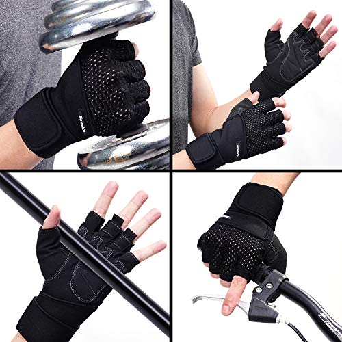image for Eovntco Workout Gloves with Wrist Wrap Support and Full Palm Protectio