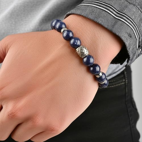 Image of THE MEN THING Natural Stone Bracelets - Adjustable Beaded Wristwear for Men & Boys (Multi-Design Collection)