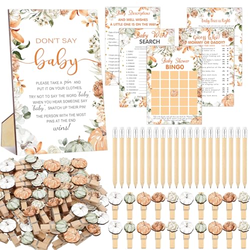 Patelai 321 Pcs Little Pumpkin Baby Shower Decorations Fall Thanksgiving Baby Shower Games Supply for Gender Reveal Party Games Friendsgiving a Little Pumpkin is on The Way