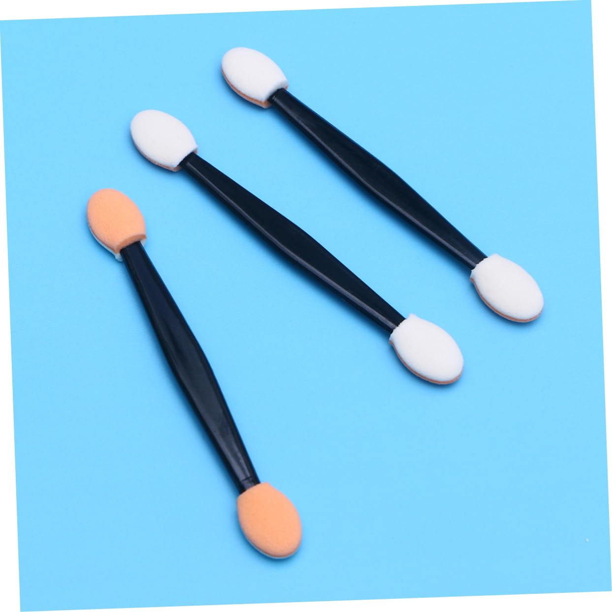 Generic 7.5cm Dual Sided Eyeshadow Brush Pen 100pcs Disposable Single Use Soft Sponge Tips Black Wand for Travel Events